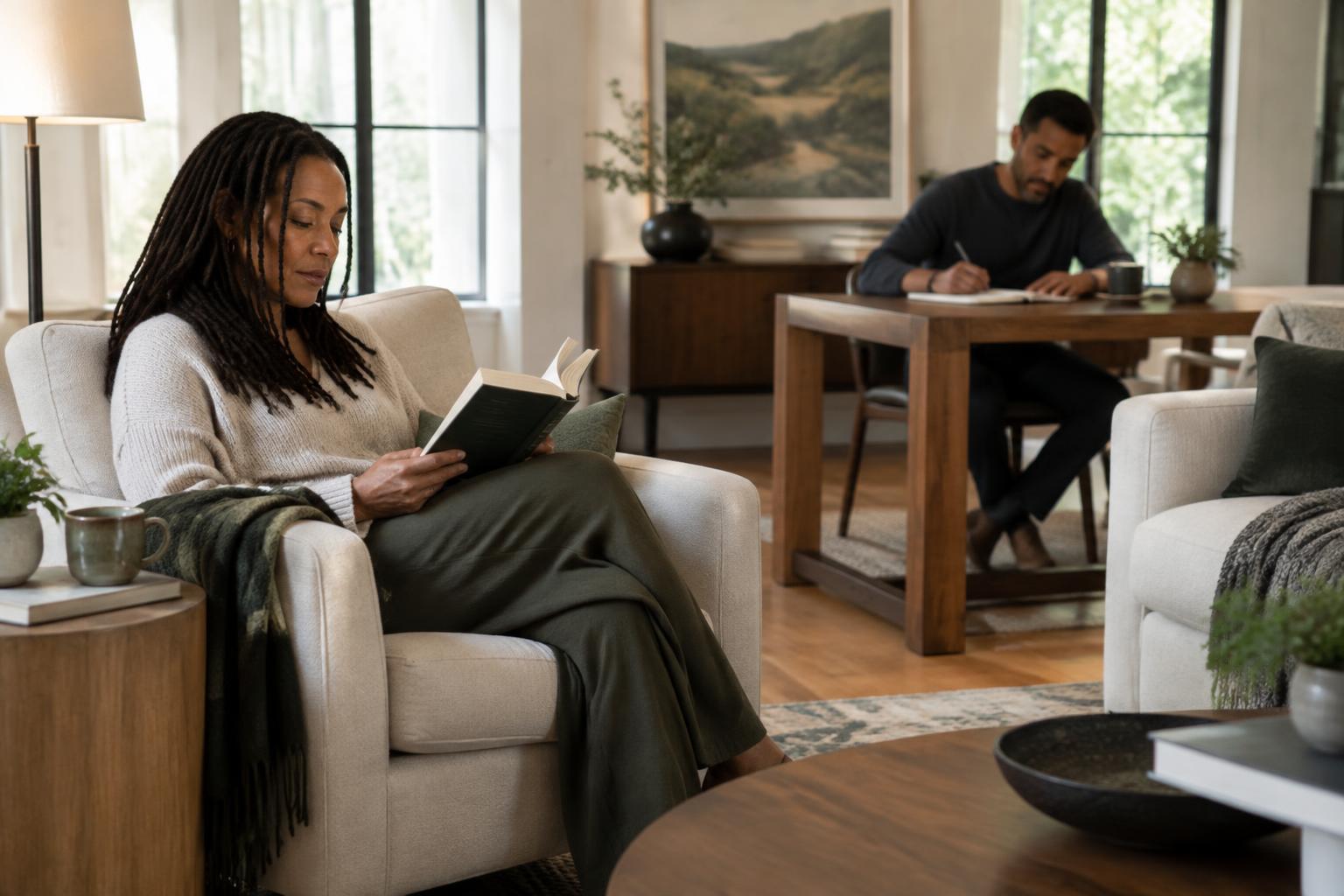 Adults enjoying a calm, respectful shared living environment